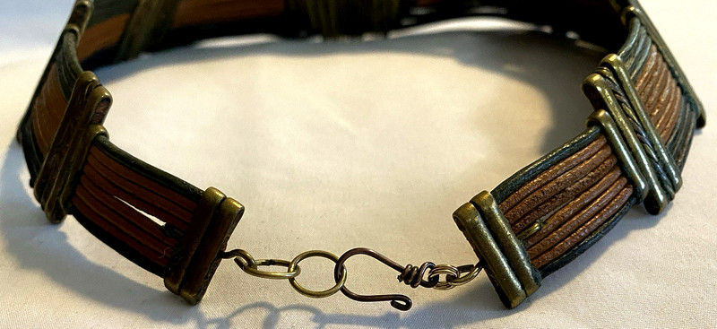VTG Alexis Kirk 70’s Egyptian Style Tribal Leather & Metal Necklace & Bracelet gallery