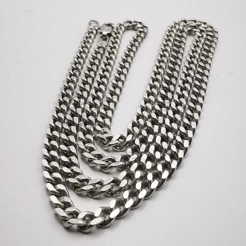 Vintage 925 Sterling Silver 24.8″ Curb Chain Necklace 24.86g Unisex Adult