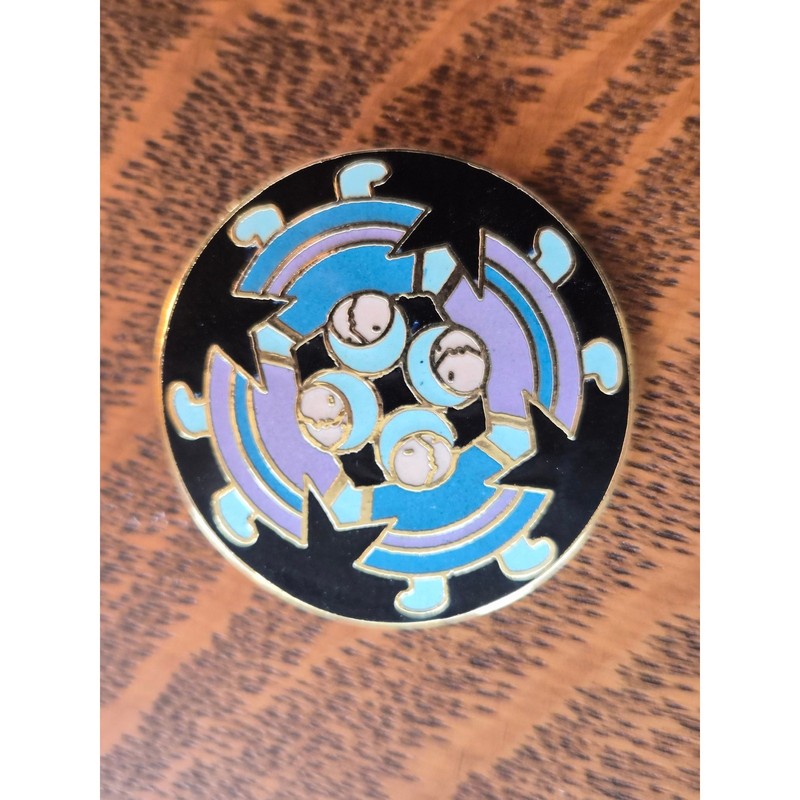 Vintage Artique Barbara Lavalle Signed Circle of Friends Enamel Brooch