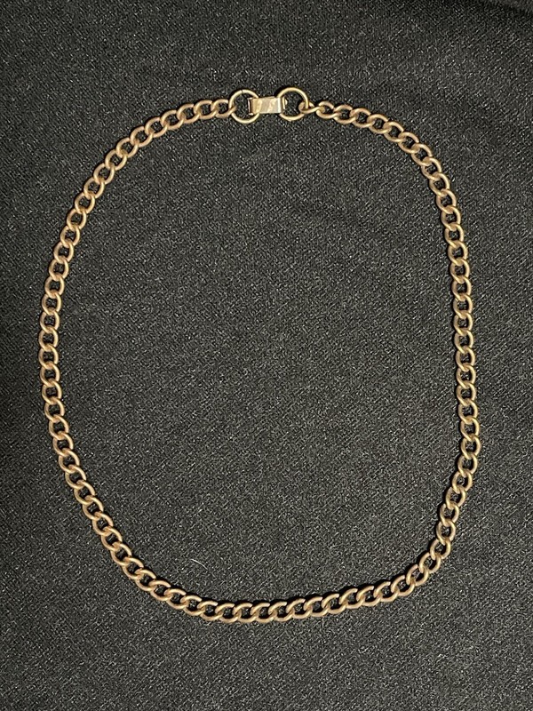 Vintage Copper Curb Link Chain Necklace 19” Fold Over Clasp