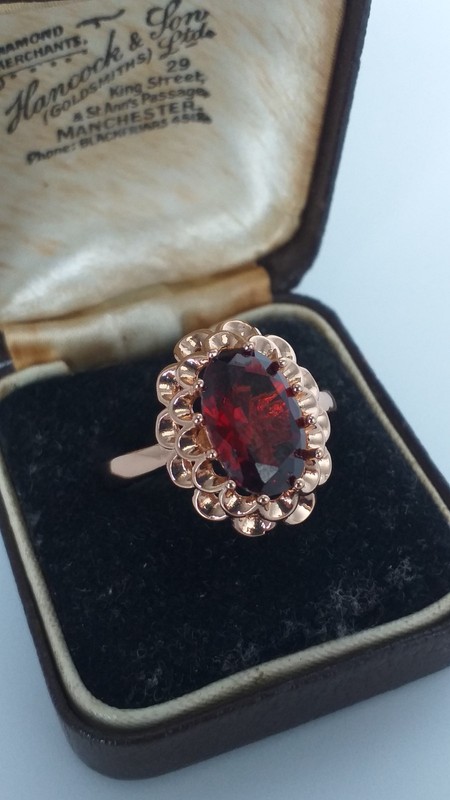 Vintage 1990-s 14 Ct Rolled Gold Ruby Ring Size UK R US 8 1/2 -HALLMARKED 585 gallery