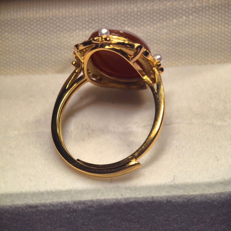 vintage Cameo ring Red agate sterling silver antique jewelry anniversary gift gallery