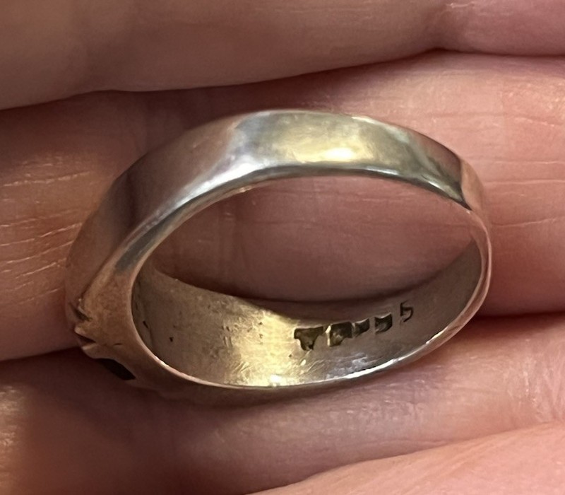 Vintage Taxco Mexico Sterling Silver 925 Sz 7.5 Onyx Ring Hallmarked Tested gallery