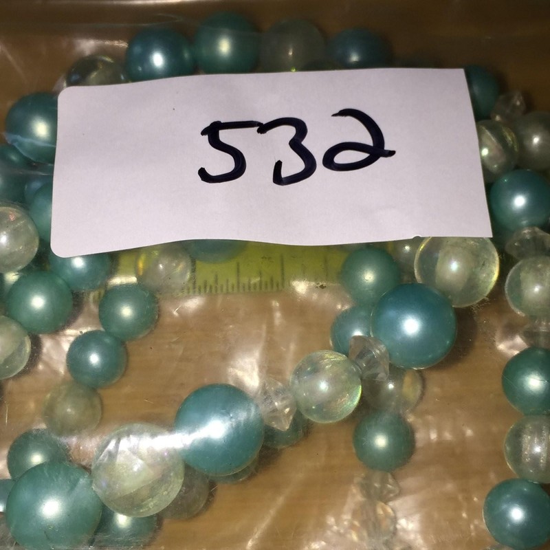 Vintage Multi-Strand Choker Necklace Faux Pearl Acrylic Crystal Beads gallery