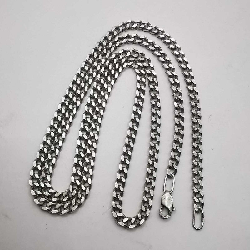 Vintage 925 Sterling Silver 24.8" Curb Chain Necklace 24.86g Unisex Adult gallery