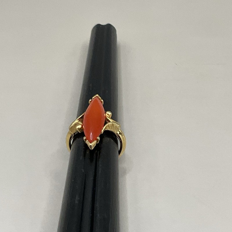Avon Womens Adjustable Ring Gold Tone Metal Faux Carnelian