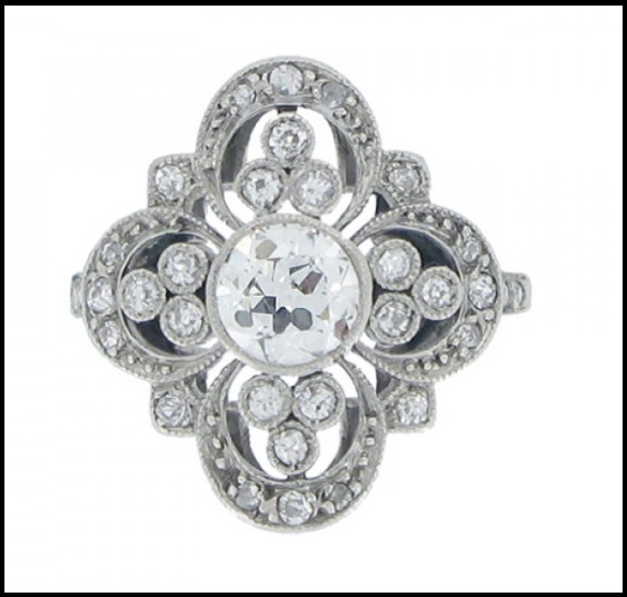 14K White Gold Over 3.24CT Lab-Created Round Cut Diamond Antique & Vintage Ring