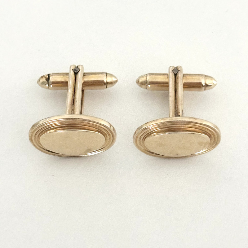 Vintage Hadley USA 12K Yellow Gold Filled Oval Bullet Back Cufflinks