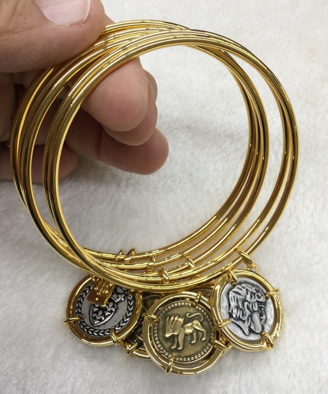 Elizabeth Taylor Greco-Roman Gold Tone Bracelets w/Coin Charms c5 gallery