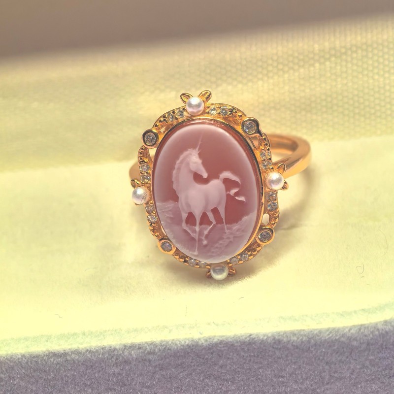 vintage Cameo ring Red agate sterling silver antique jewelry anniversary gift gallery