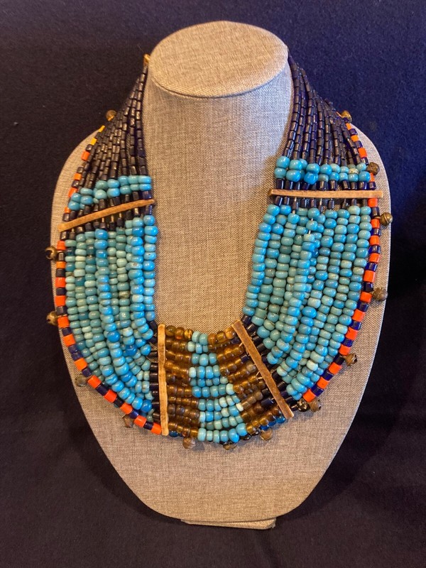 Vintage Ceremonial Bib Style Hand-Crafted Beaded Neckpiece.