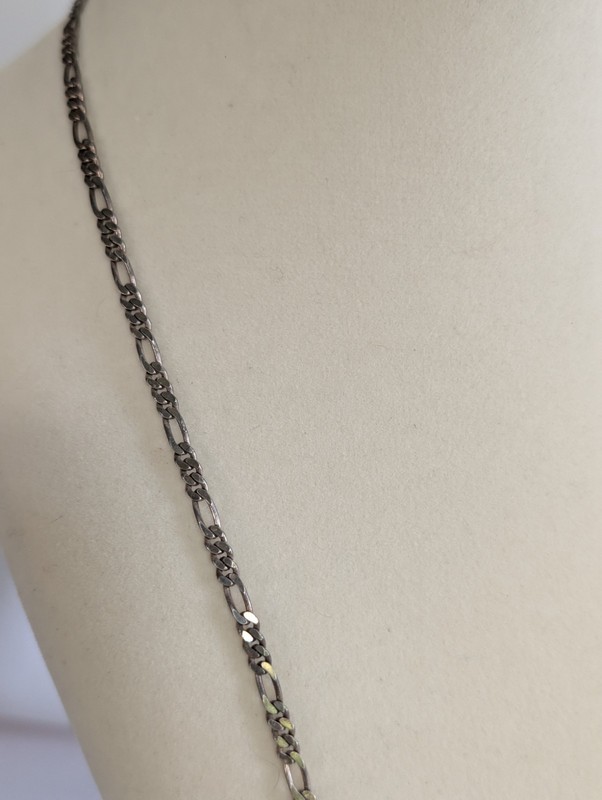 Vintage Sterling Silver Figaro Chain Necklace 24" 3 mm Links gallery