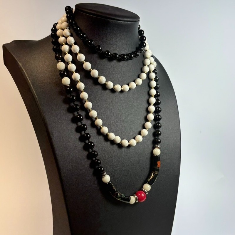 Necklace Lot Statement Bold Chunky Vintage Pieces Black White Gold One Monet