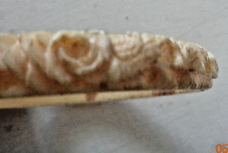 Vintage Carved Bхne Floral Bangle Bracelet Cream Ivory Color gallery