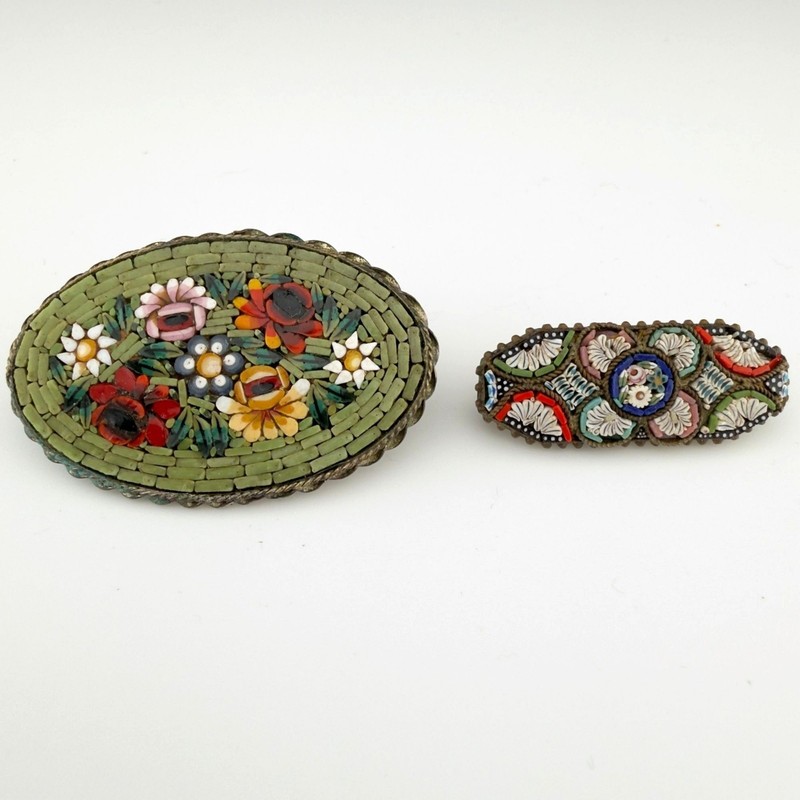 Antique Italian Micro Mosaic Brooches Restoration Repair