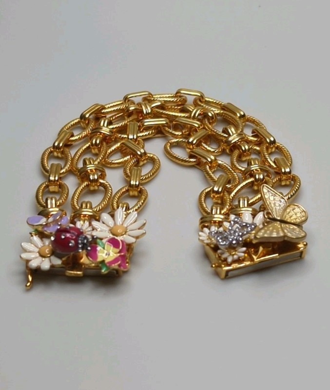 Vintage Y2k JUICY COUTURE Floral Statement Garden 6 3/4 In Bracelet Inbox E21 gallery