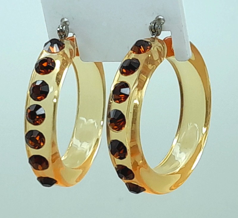 E178 Topaz Lucite Acrylic wide 1.5 Hoop smoke topaz color Fashion party Earrings