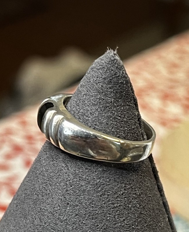 Vintage Taxco Mexico Sterling Silver 925 Sz 7.5 Onyx Ring Hallmarked Tested gallery
