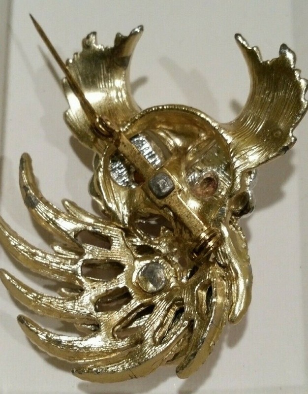 Vintage Great Horned Owl Brooch Pin Rhinestone Adorned Costume Estate Jewelry gallery