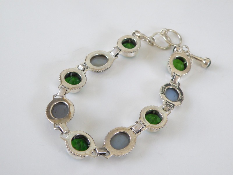 Vintage Sterling Silver 925 Crystal Quartz Station Gemstone Bracelet 7” - 8” gallery
