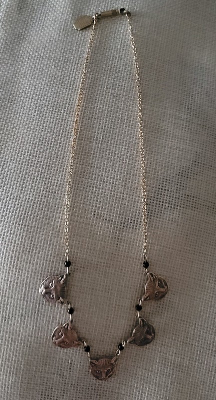 Pididdly Links Brass Cat Necklace 16”