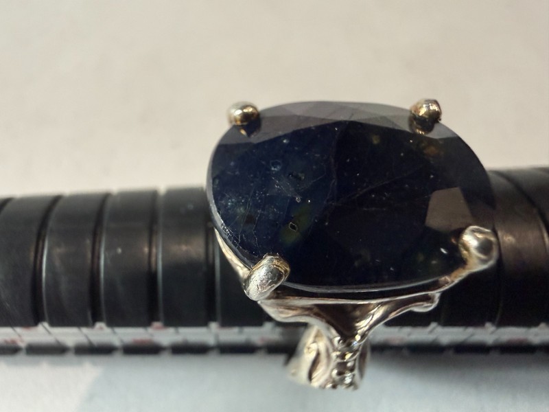 Vintage-Style Sterling Sapphire Cocktail Ring – US ~7½-8