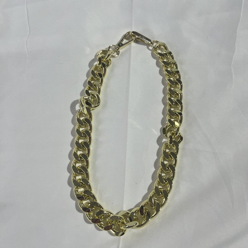 Yellow Gold Plate 20mmmm Wide Thick Curb Adjustable Link Chain Necklace gallery