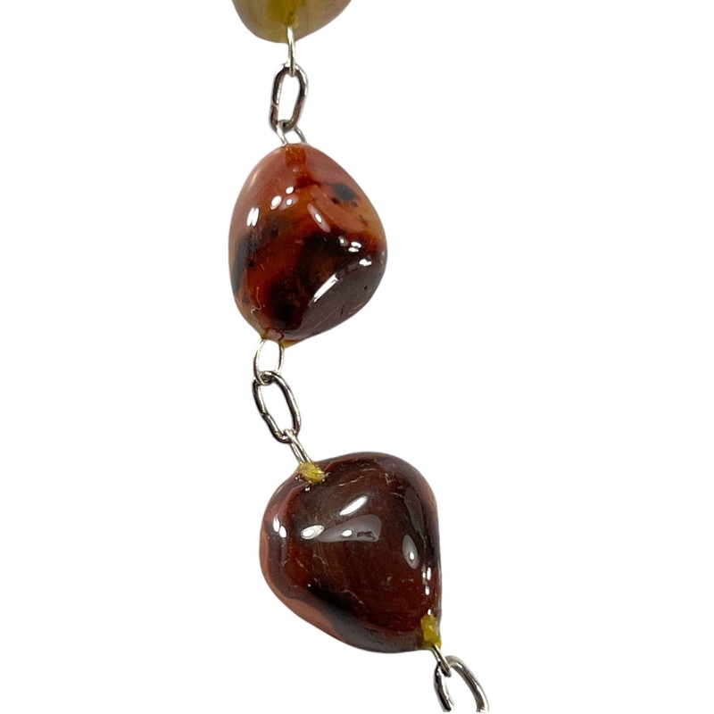 Polished Agate Necklace Continuous Strand Bead Link Vintage Natural Stone gallery