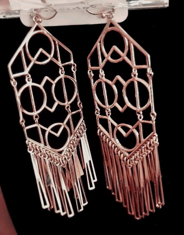Vintage Gold Geometric Long Drop Earrings