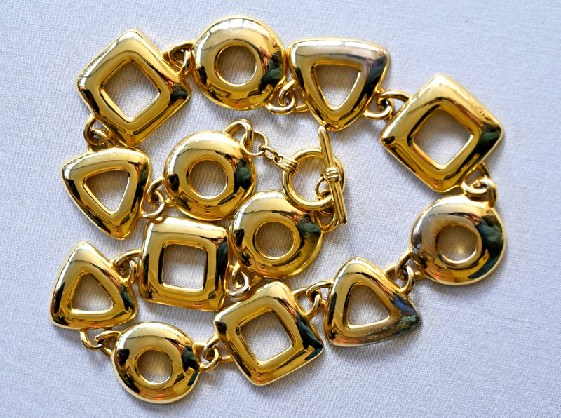 Vintage Gold Tone Retro Modern Statement Choker Necklace gallery