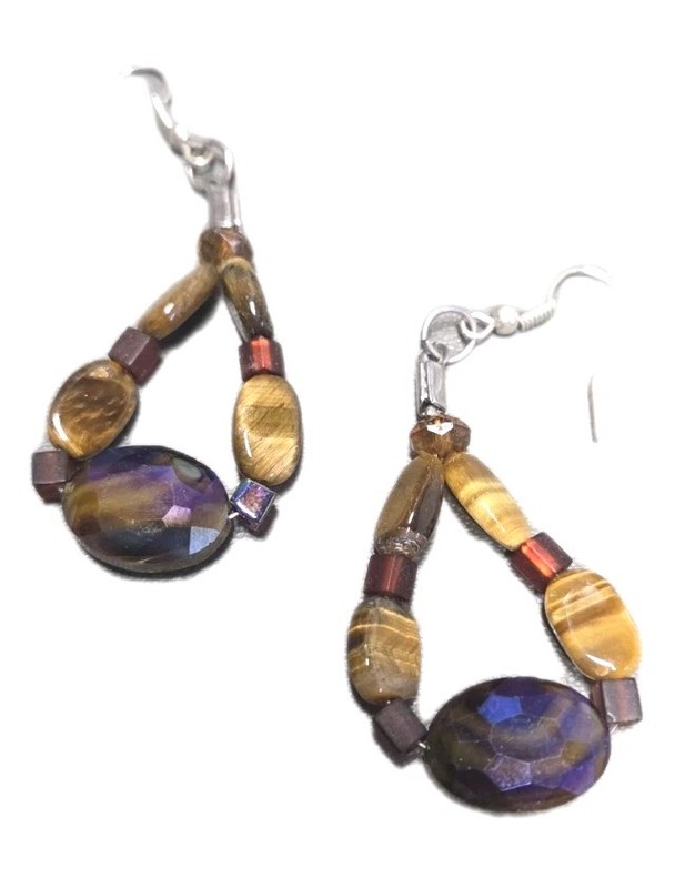 Vintage, Golden Tigers Eye & Aubergine Beaded Jewelry Set (1262) gallery