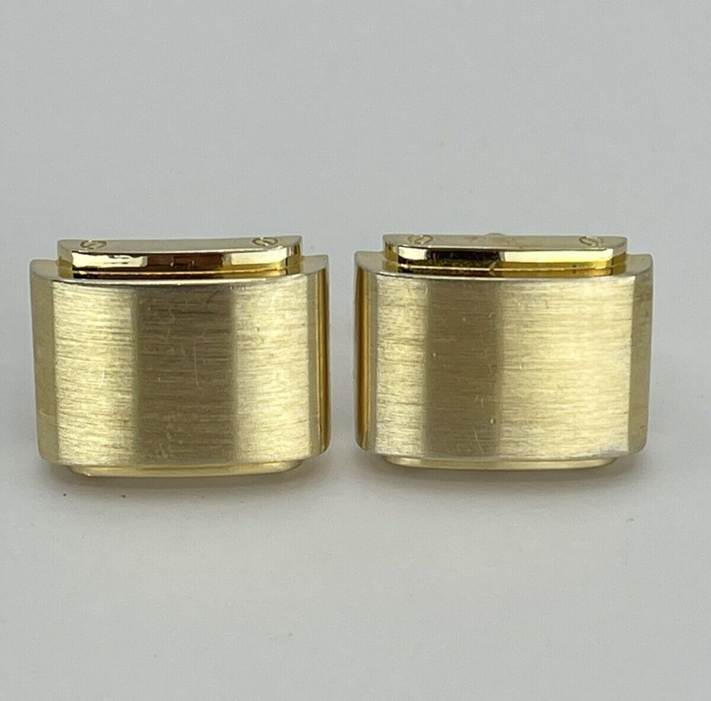 washed gold tone mens cufflinks rectangle bullet back
