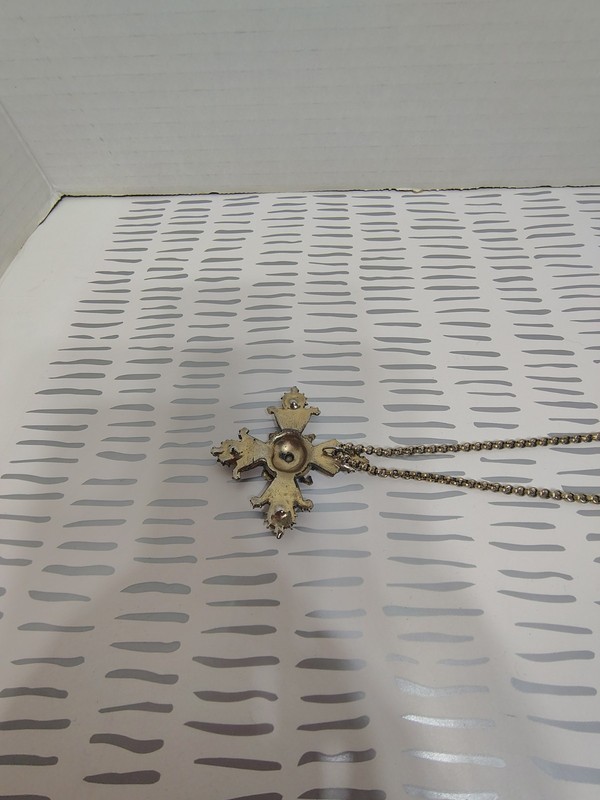 Vintage Costume Crusaders Cross Necklace Silver Tone gallery