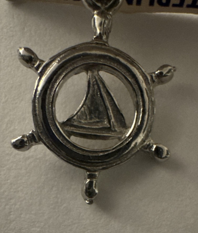 Vintage Sterling Silver Ships Wheel Pendant Charm Nautical Sailing New