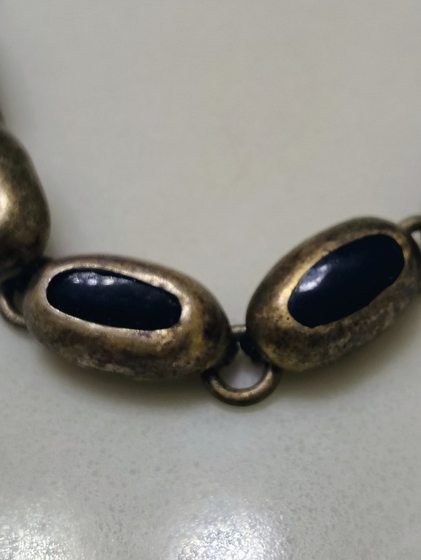 VTG MEXICO 950 SILVER BRACELET WITH OVAL BLACK ONYX 8" LONG 6mm Onix Wide 25.7Gr gallery