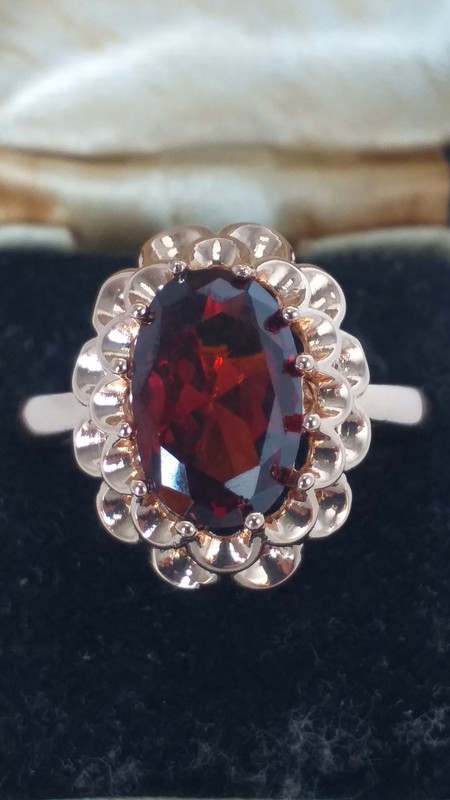 Vintage 1990-s 14 Ct Rolled Gold Ruby Ring Size UK R US 8 1/2 -HALLMARKED 585 gallery