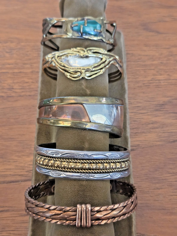 Lot Of 13 Vintage Bracelets, Silver-Tone, Brass Copper, Sterling Native American gallery