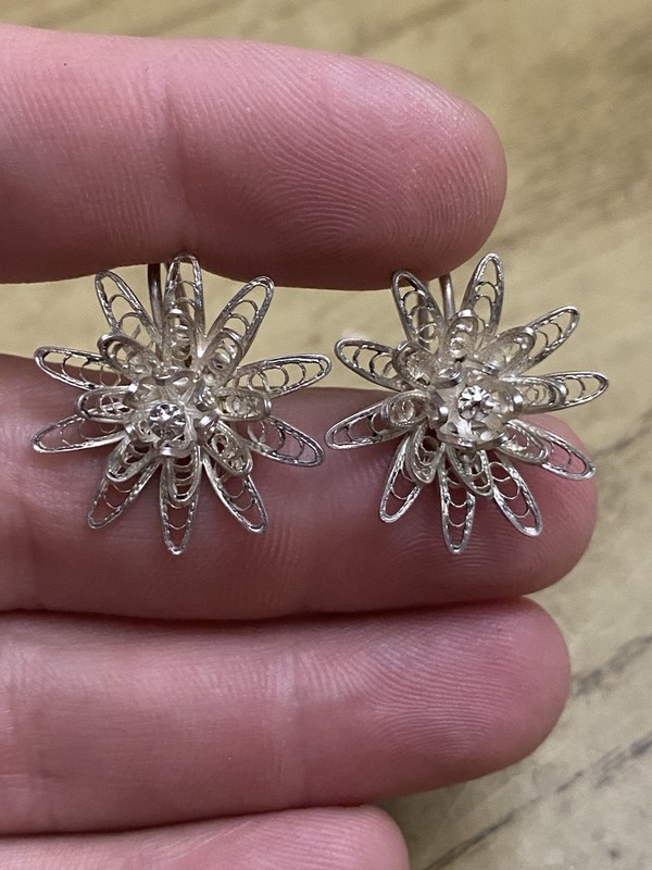 Vintage Estate Signed Sterling Silver 925 Screw Back Earrings