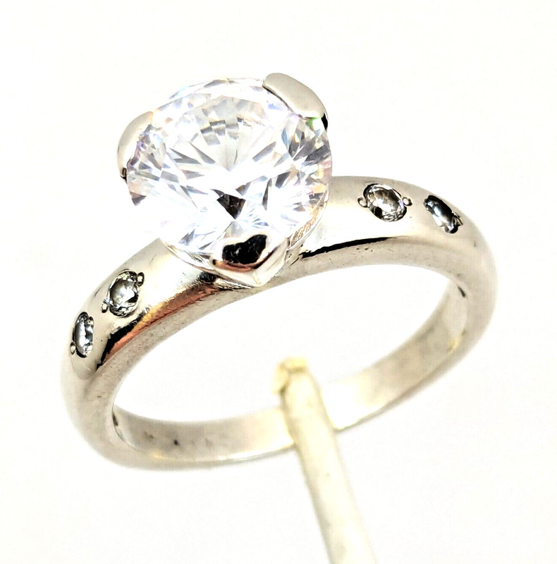 Vintage Luxury RING Silver 925 with Big Bright Stone -size: 8.5US (18mm) | #49