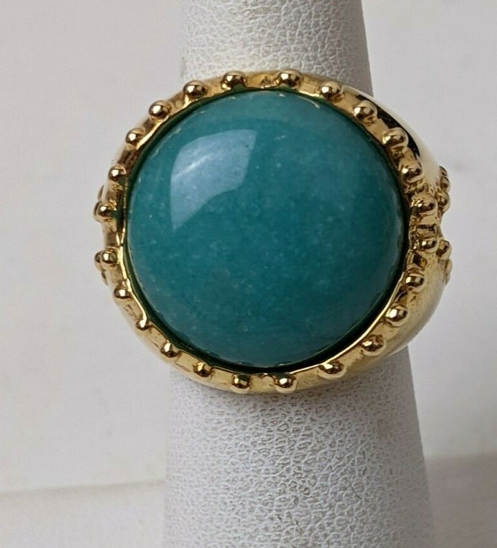 18K Gold Over 925 Sterling Silver Azurite Statement Ring Size 5 Itaor Italy gallery