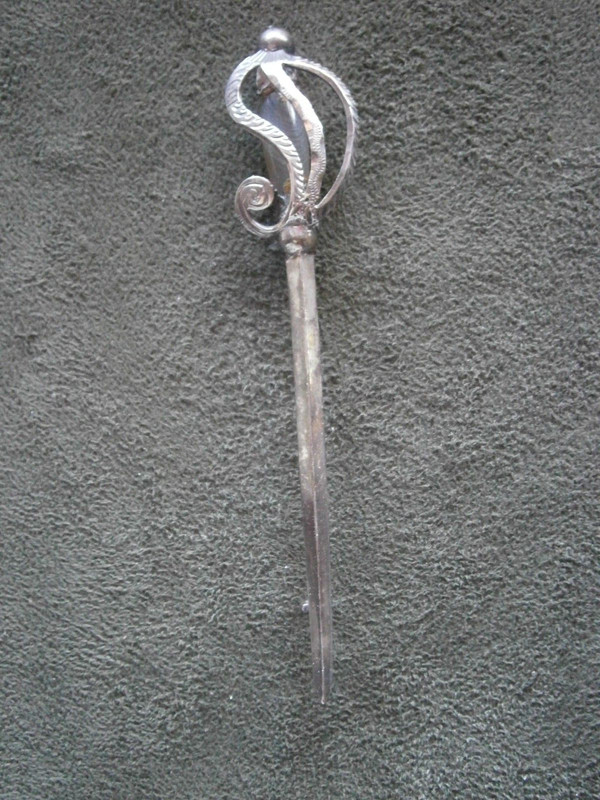 Large Sword with Stone Hilt Brooch Vintage Hallmark Sterling Silver 5.8g NO PIN gallery
