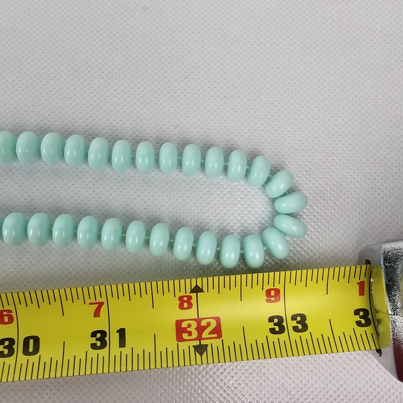 Vintage Continuous 33" inch LONG Hand Knotted Light Baby Blue Beaded Necklace gallery
