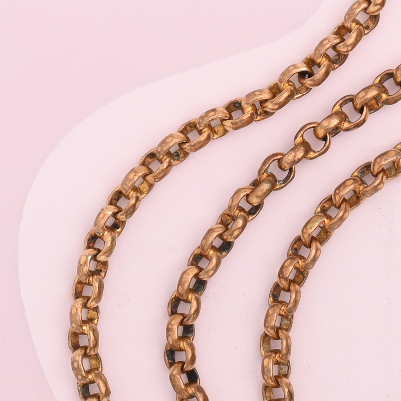 Antique Victorian Yellow Gold Filled Cable Chain 17" 3mm Barrel Clasp Necklace gallery