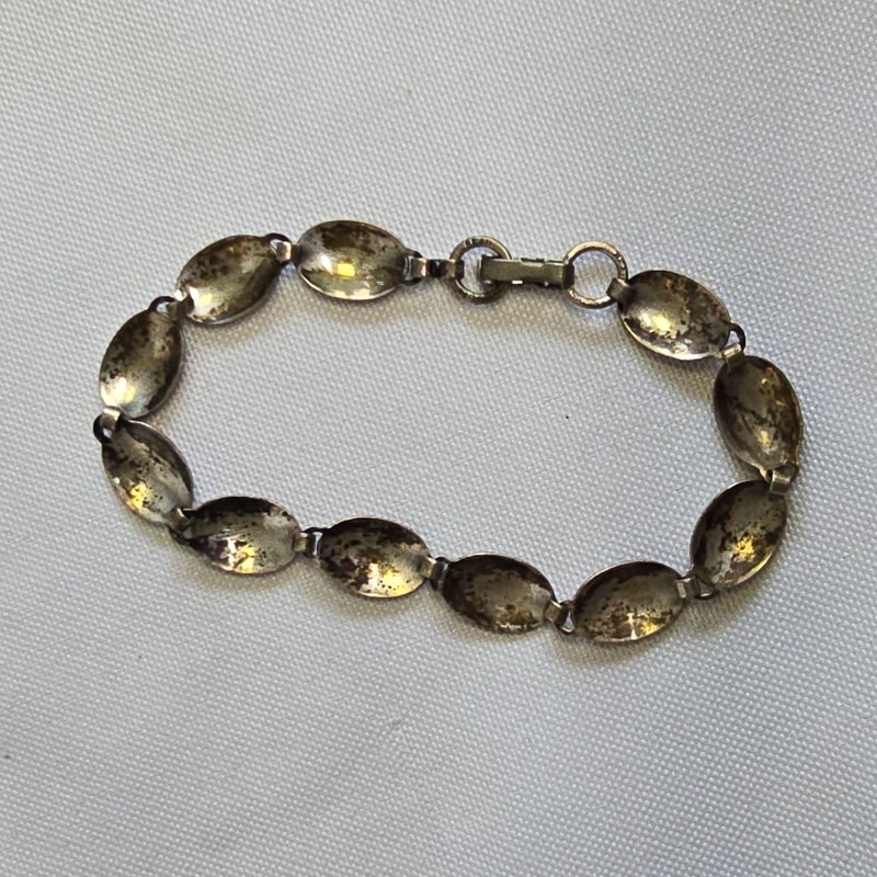 Vtg Sterling Silver Panel Bracelet 6.03g Fine Jewelry 7.25" Fold Over gallery