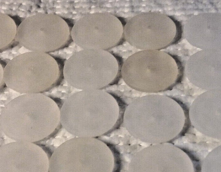 36PCS White Frosted Acrylic Dollar NOS Beads. 20mm wide. 2mm Deep. 01-01-2024 gallery