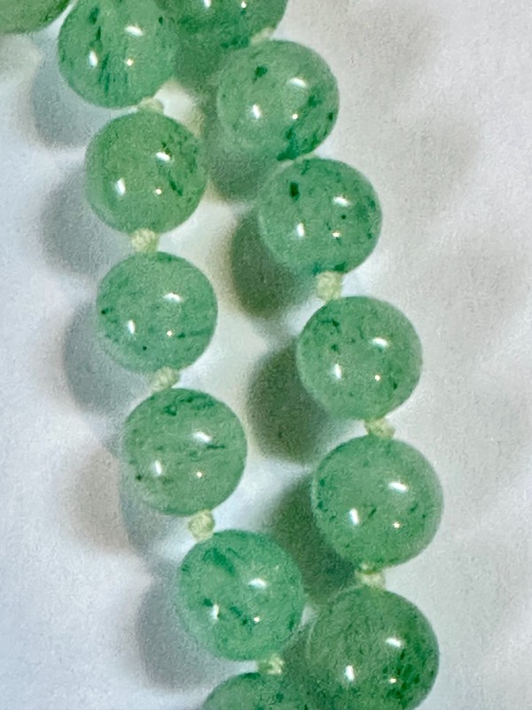Beautiful Green Jade Beaded Necklace, Length is 28 inches long. gallery
