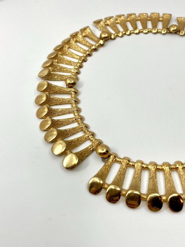 Rare Vintage Napier 1973 Pipes Of Pan Gold Tone Collar Necklace Book Piece gallery