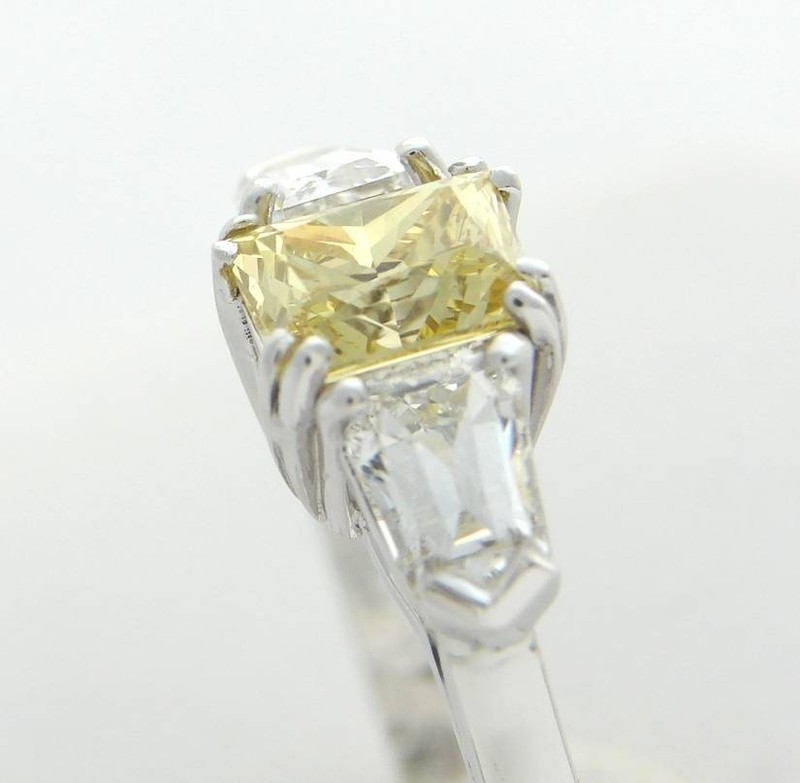 KELEGE PLATINUM DIAMOND RING CERTIFIED NATURAL FANCY INTENSE YELLOW gallery