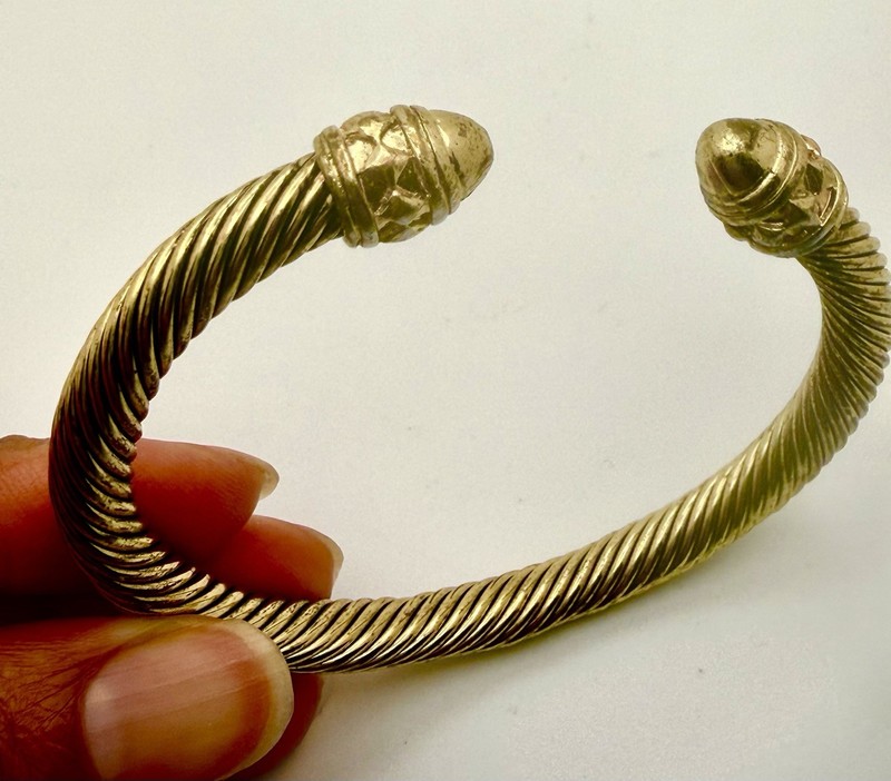 Silver & Gold Cable Cuff Bangle Bracelet untested Unknown Designer gallery