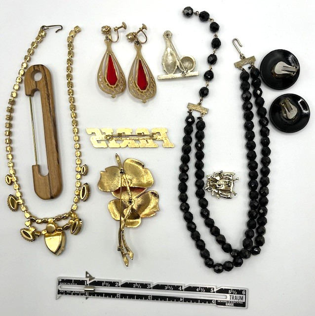 Mixed Lot of 9 Unique Vintage Jewelry Pieces, 1 Signed gallery